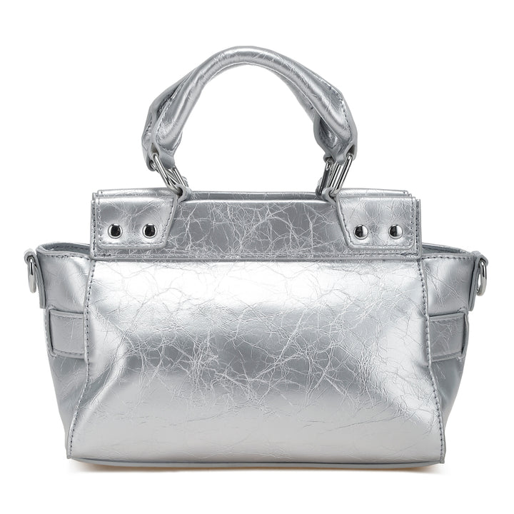 buckle detail satchel bag#color_silver