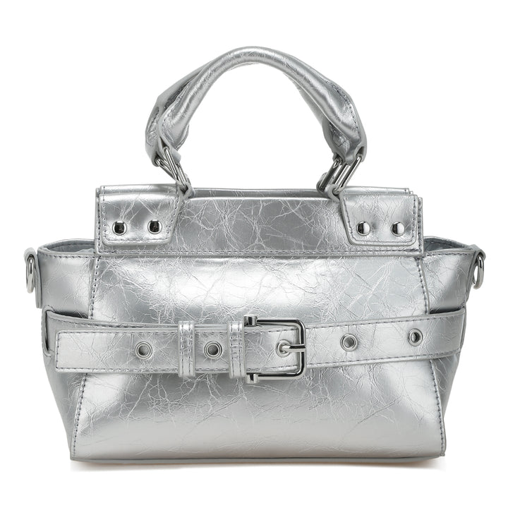 buckle detail satchel bag#color_silver