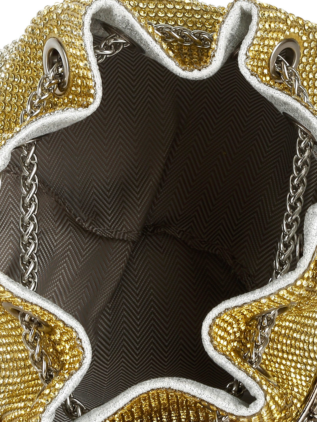 round handle rhinestone bucket bag#color_gold