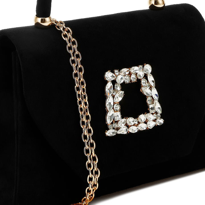 mini top handle brooch bag#color_black