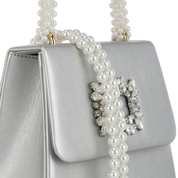 pearl top-handle diamante brooch bag#color_silver