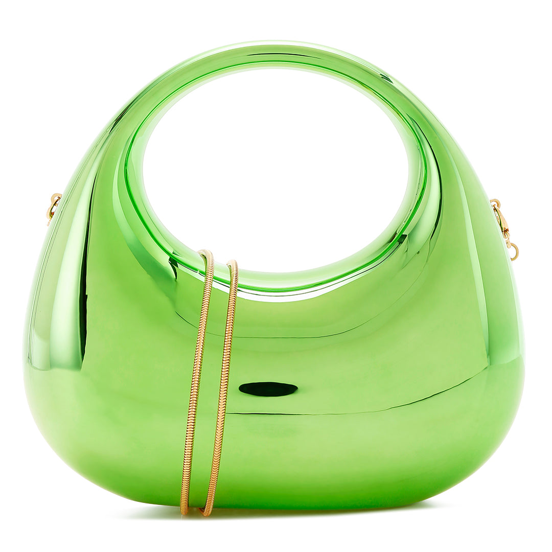 acrylic metallic mini clutch bag#color_green