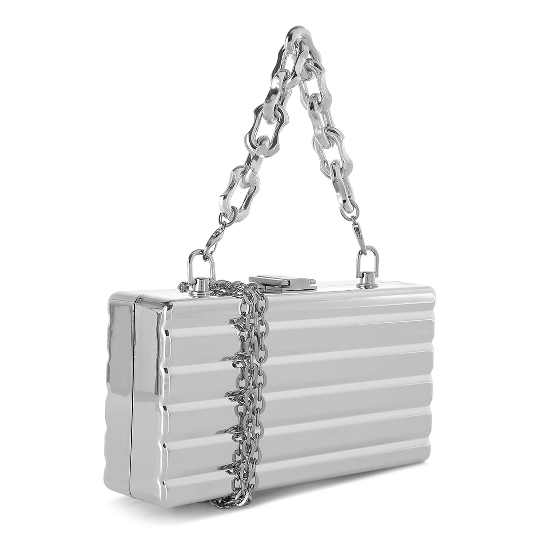 Silver Metallic Mini Box Purse