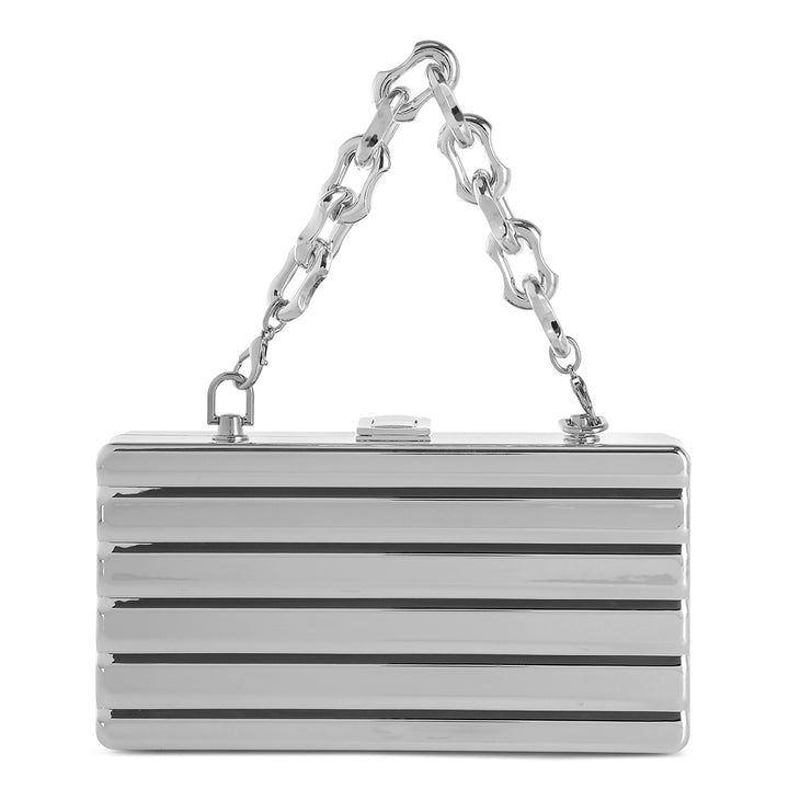 Silver Metallic Mini Box Purse