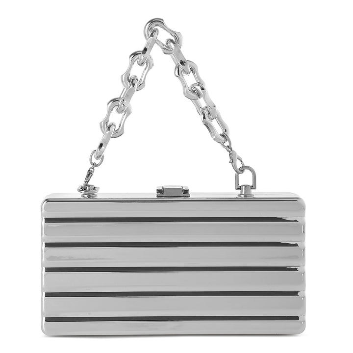 Silver Metallic Mini Box Purse