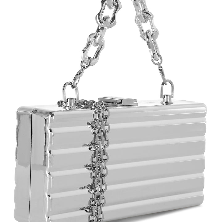 Silver Metallic Mini Box Purse