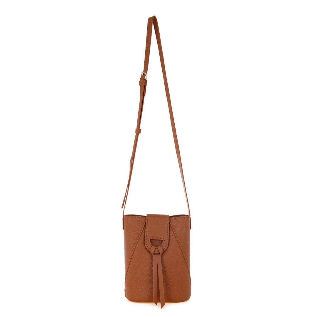flap closure sling bag#color_tan
