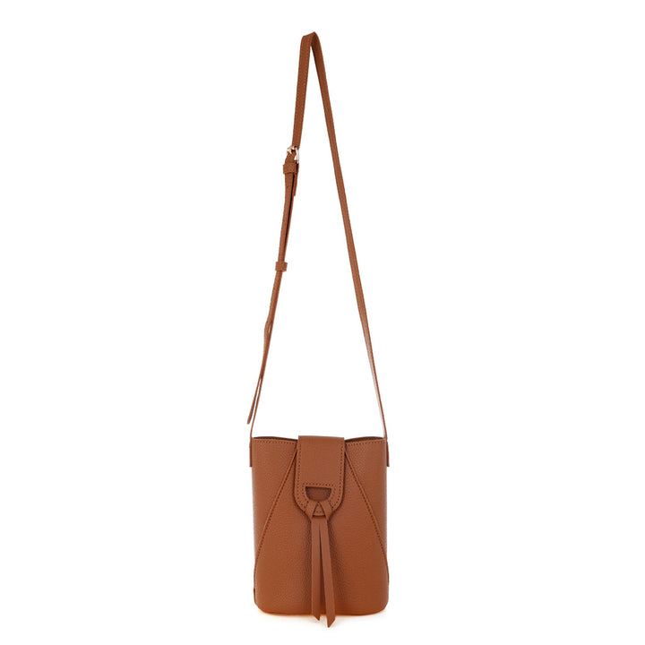 flap closure sling bag#color_tan

