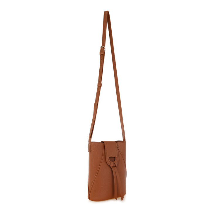 flap closure sling bag#color_tan
