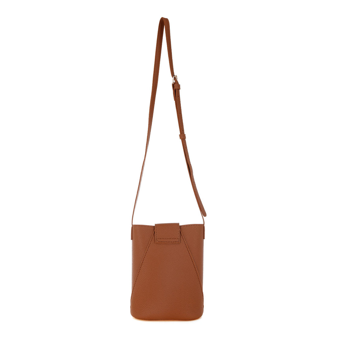 flap closure sling bag#color_tan
