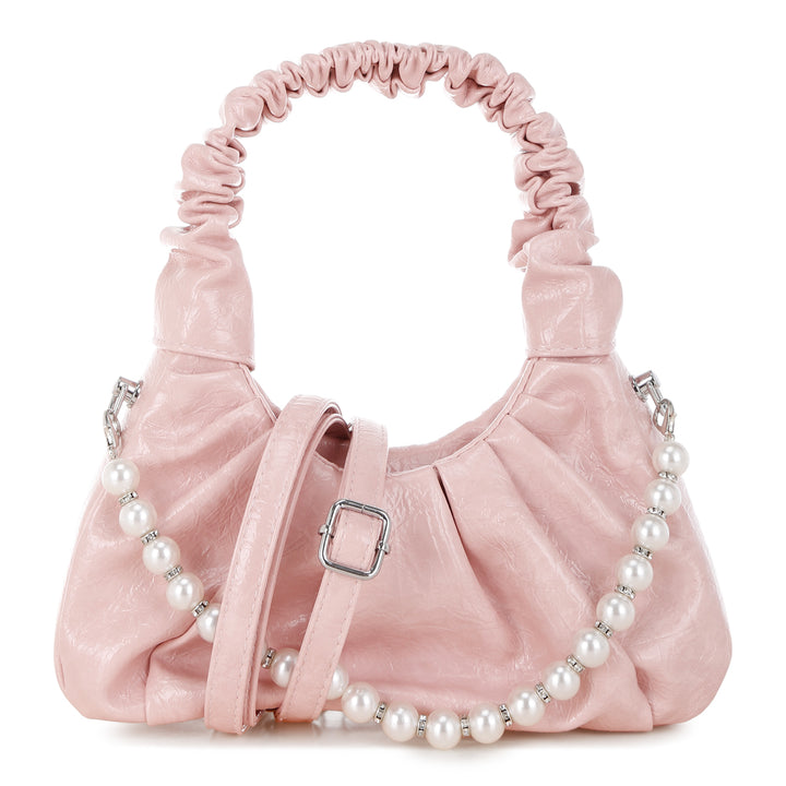 ruched handle crossbody bag#color_pink