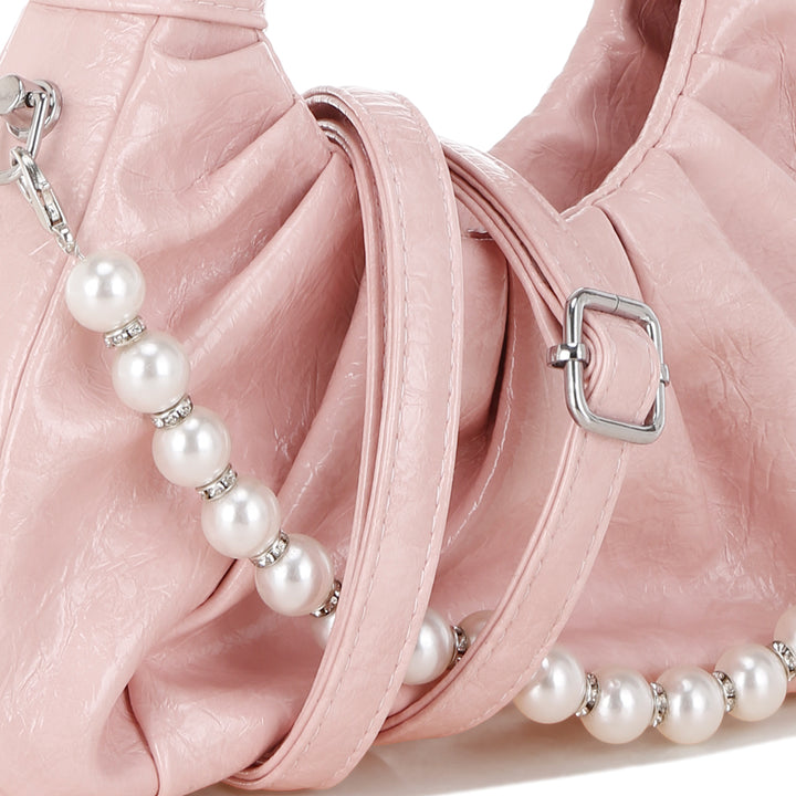 ruched handle crossbody bag#color_pink