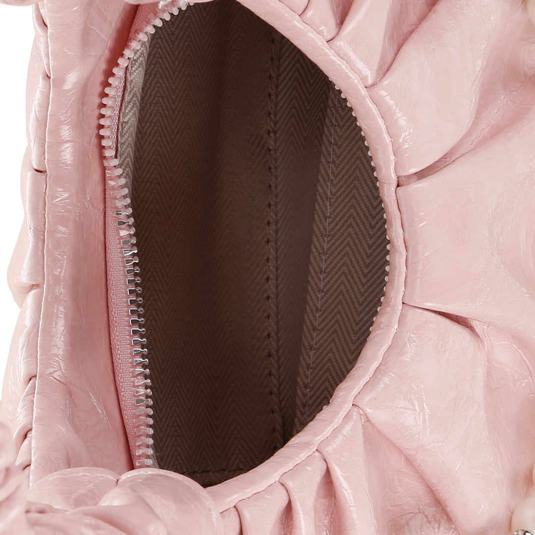 ruched handle crossbody bag#color_pink