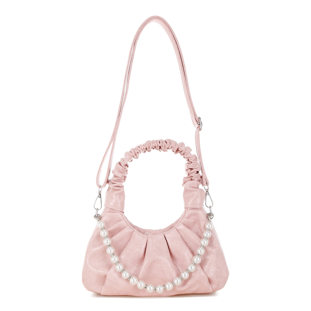 ruched handle crossbody bag#color_pink