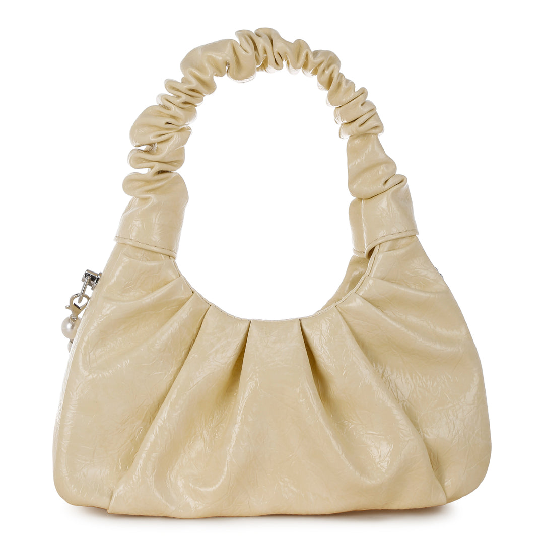 ruched handle crossbody bag#color_yellow