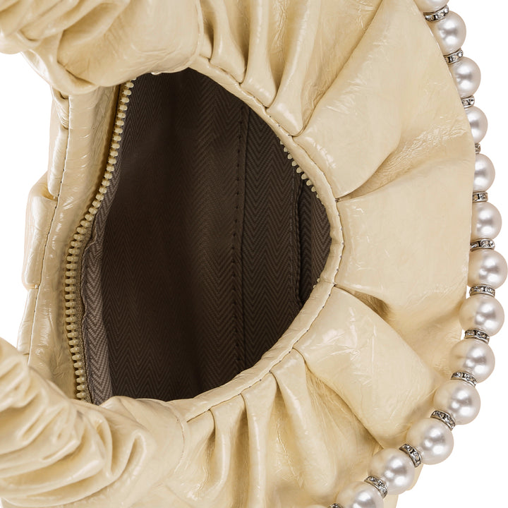 ruched handle crossbody bag#color_yellow