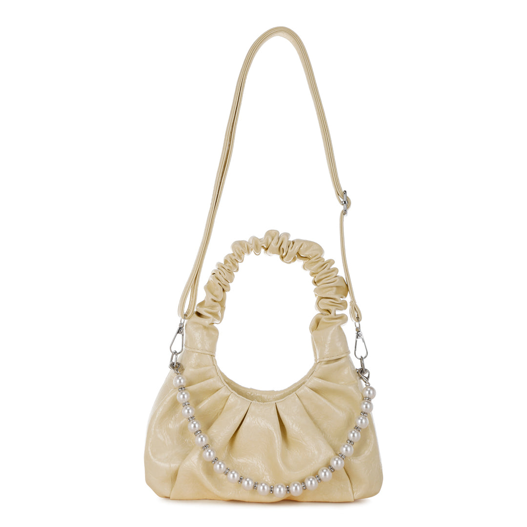 ruched handle crossbody bag#color_yellow