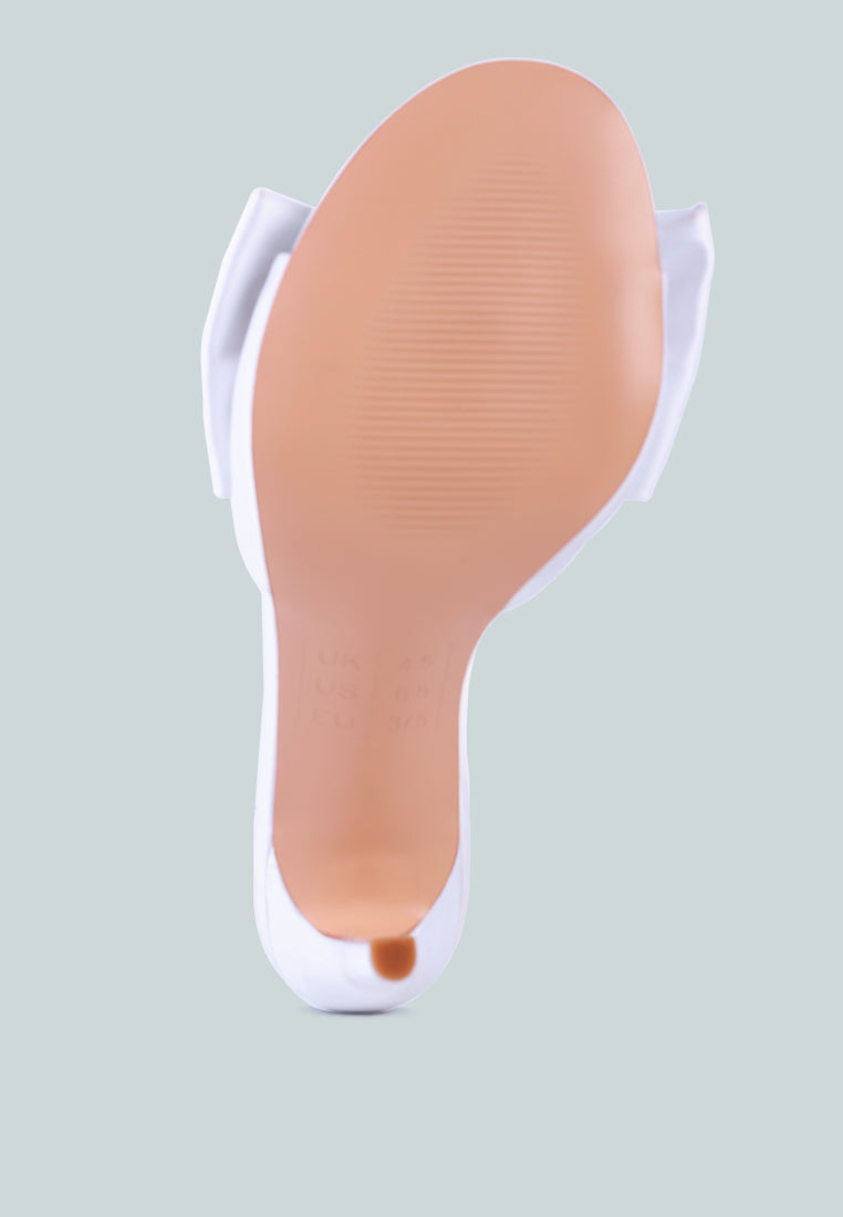 women bow tie high heeled sandal#color_white