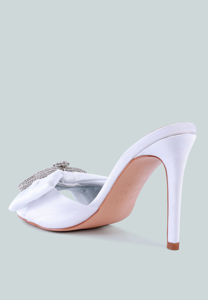 women bow tie high heeled sandal#color_white