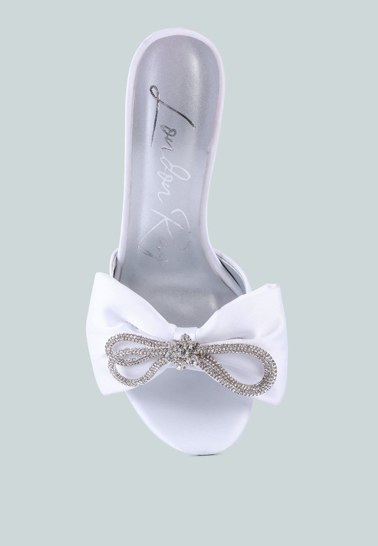 women bow tie high heeled sandal#color_white