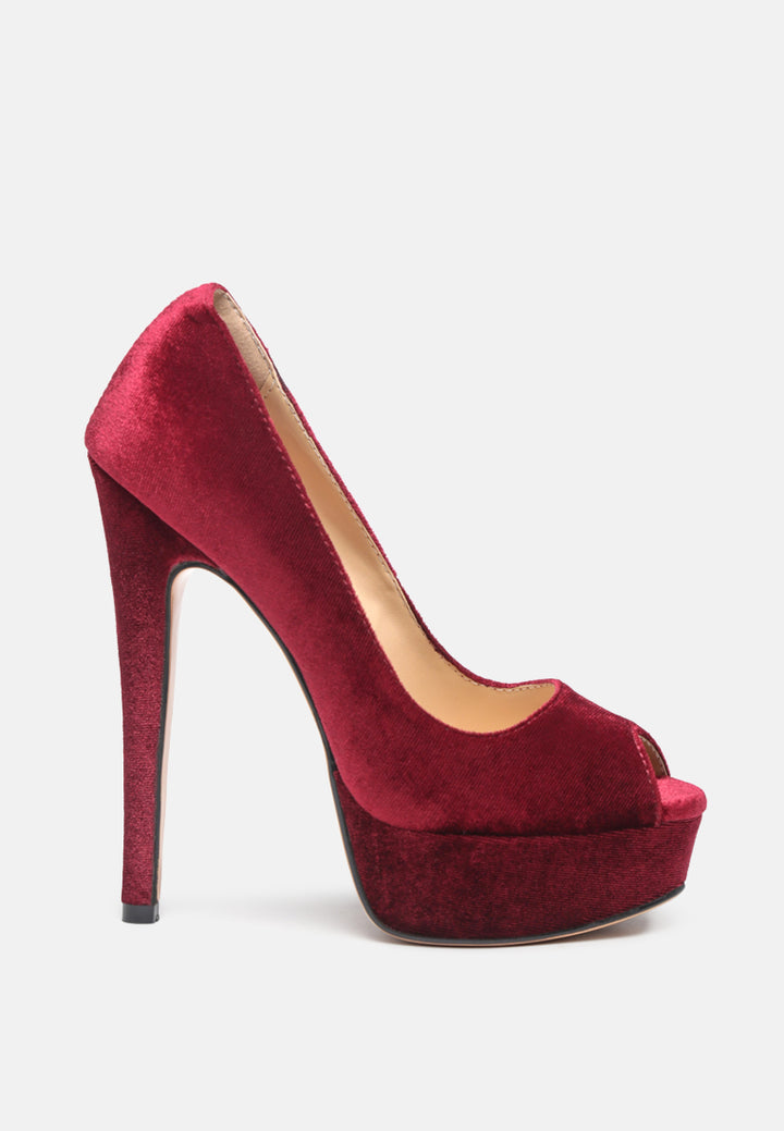 Women High Heel Peep Toe Stiletto In Burgundy
