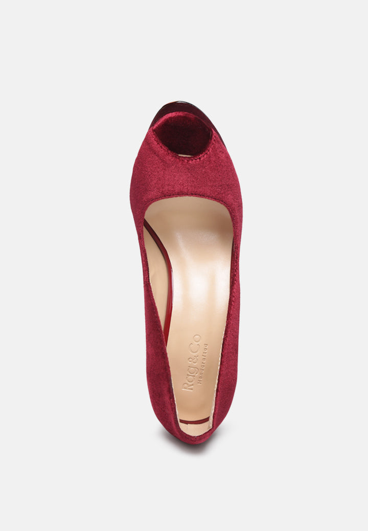 Women High Heel Peep Toe Stiletto In Burgundy