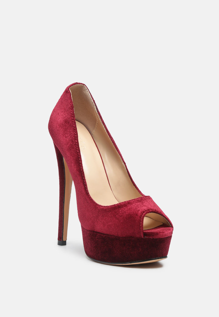 Women High Heel Peep Toe Stiletto In Burgundy