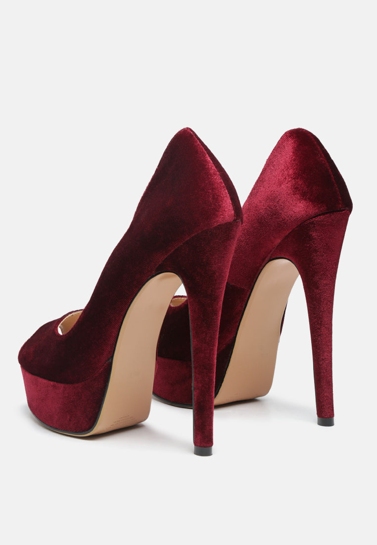Women High Heel Peep Toe Stiletto In Burgundy