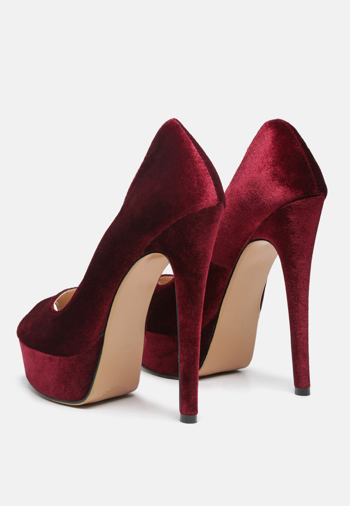 Women High Heel Peep Toe Stiletto In Burgundy