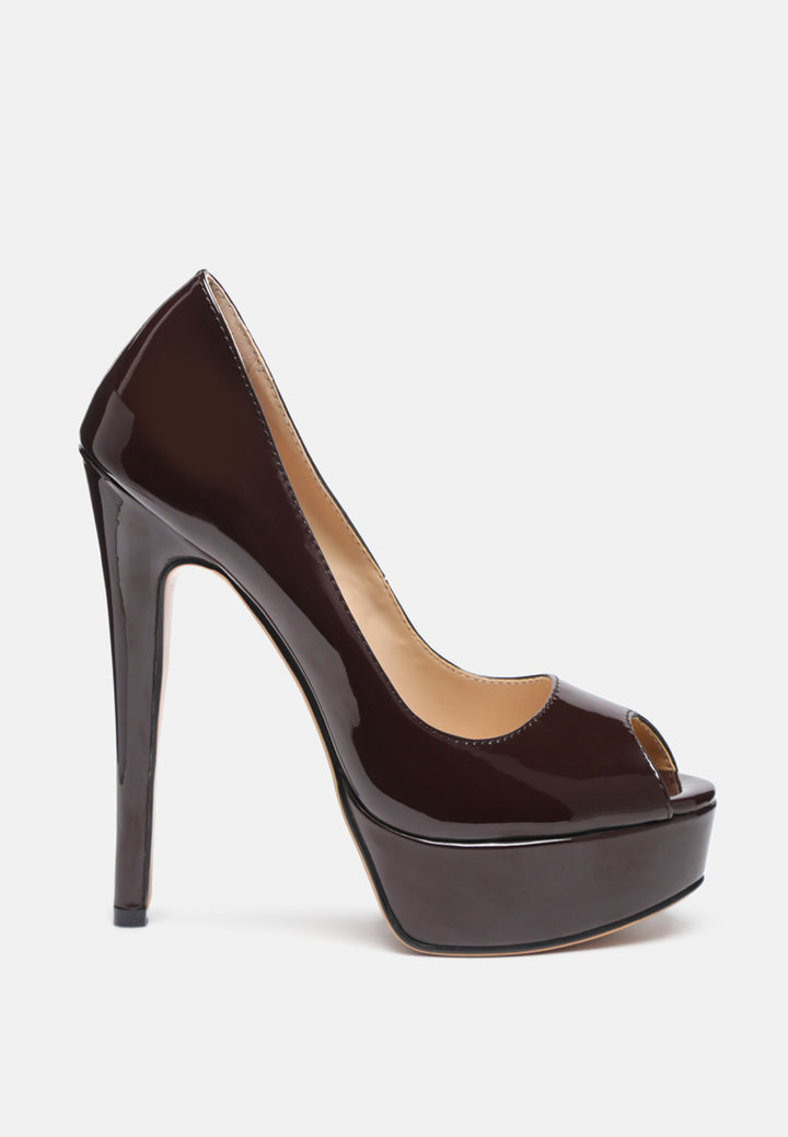 Women High Heel Peep Toe Stiletto In Brown