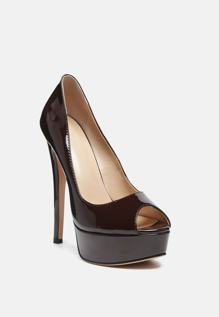 Women High Heel Peep Toe Stiletto In Brown