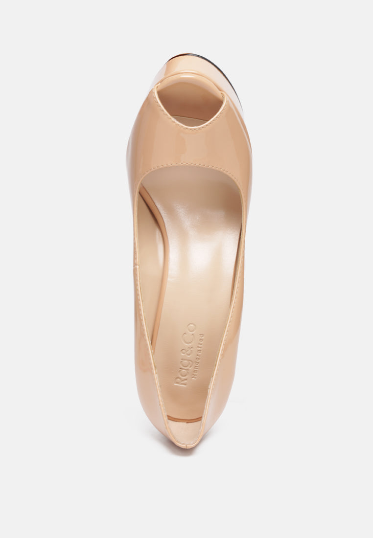 Women High Heel Peep Toe Stiletto In Beige