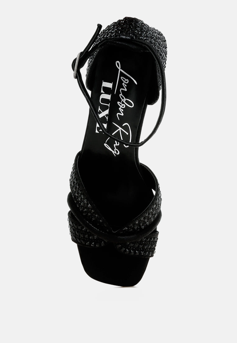 low block heel rhinestone sandals#colour_black