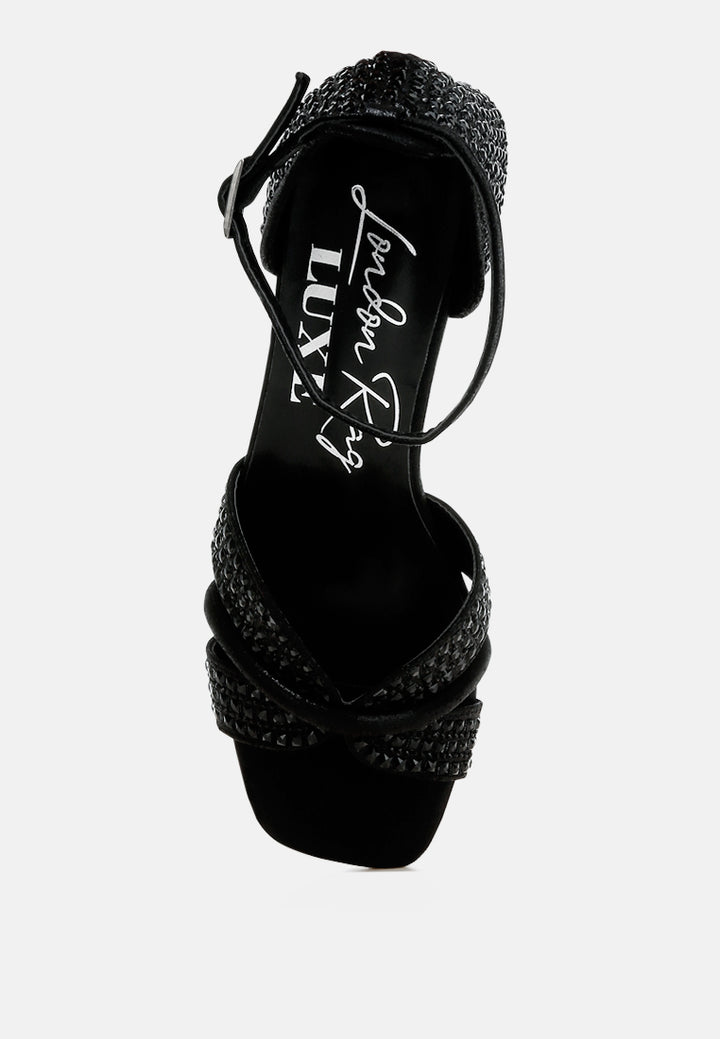 low block heel rhinestone sandals#colour_black