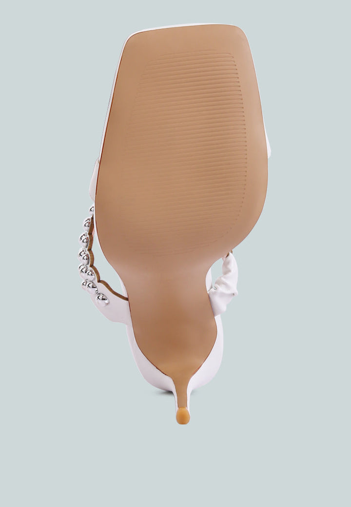 bandy stieletto heel metal stud sandals by ruw#color_white