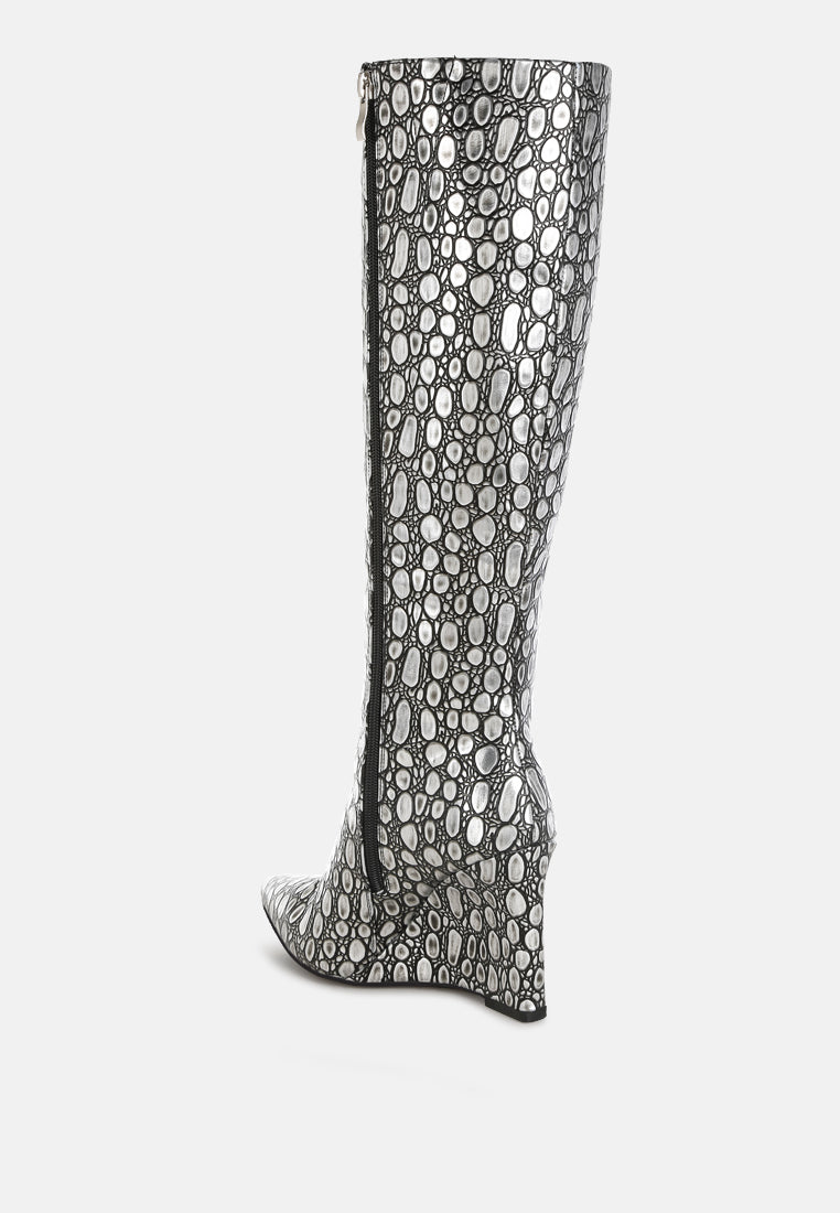 tear shaped faux leather boots#colour_black