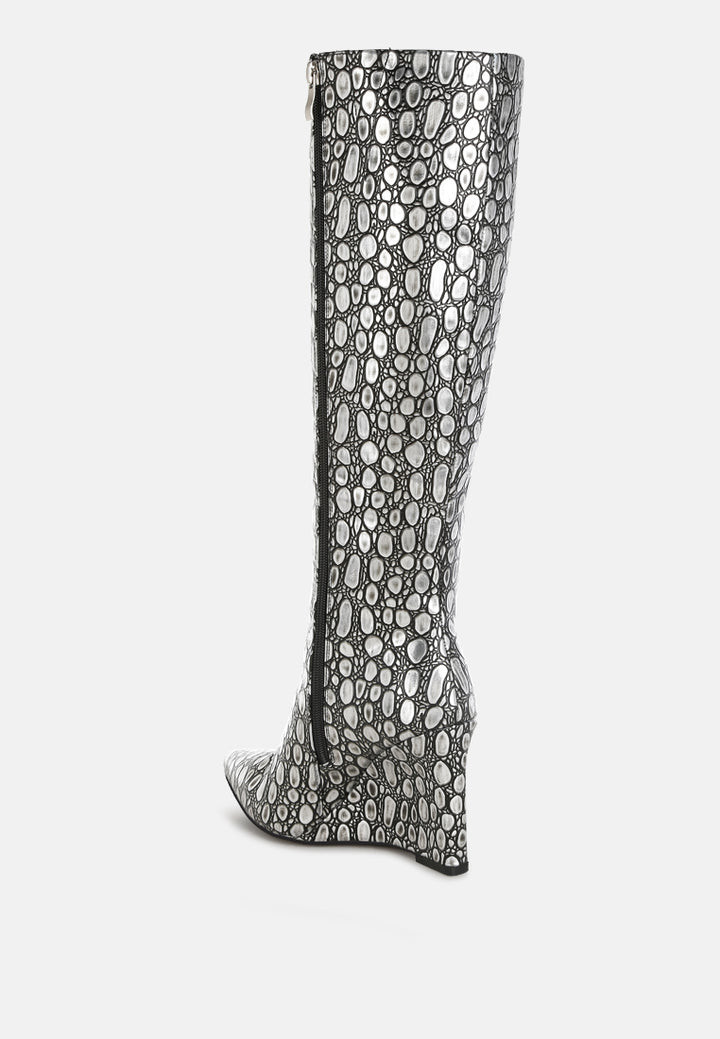 tear shaped faux leather boots#colour_black