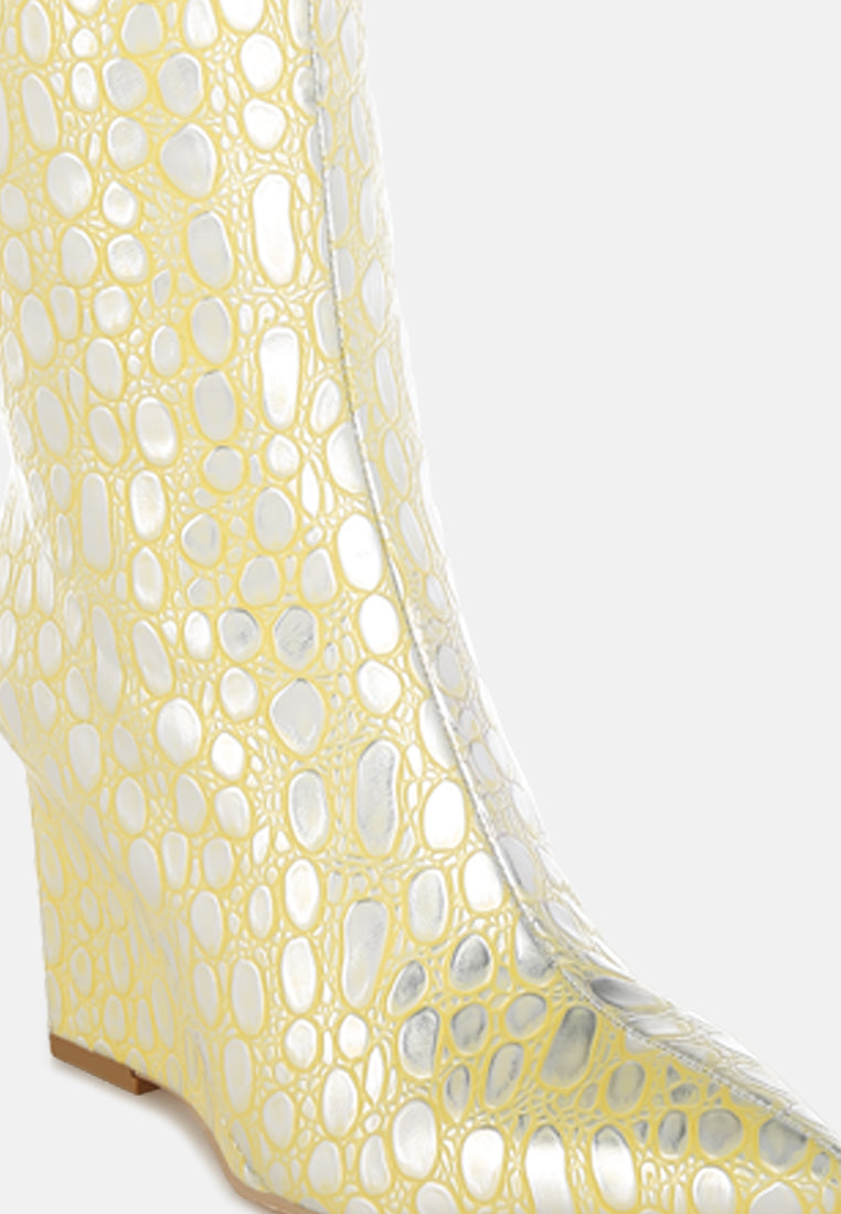 tear shaped faux leather boots#colour_yellow