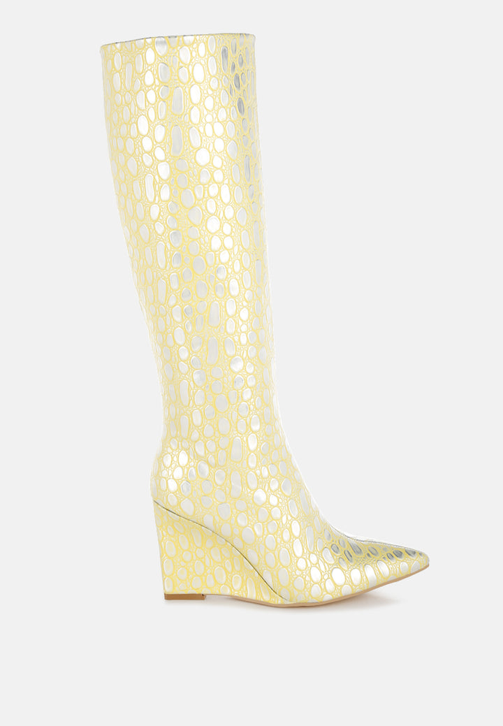 tear shaped faux leather boots#colour_yellow
