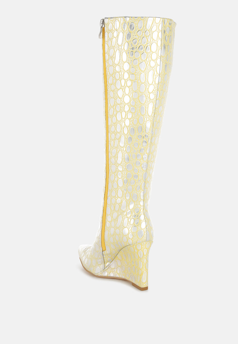 tear shaped faux leather boots#colour_yellow
