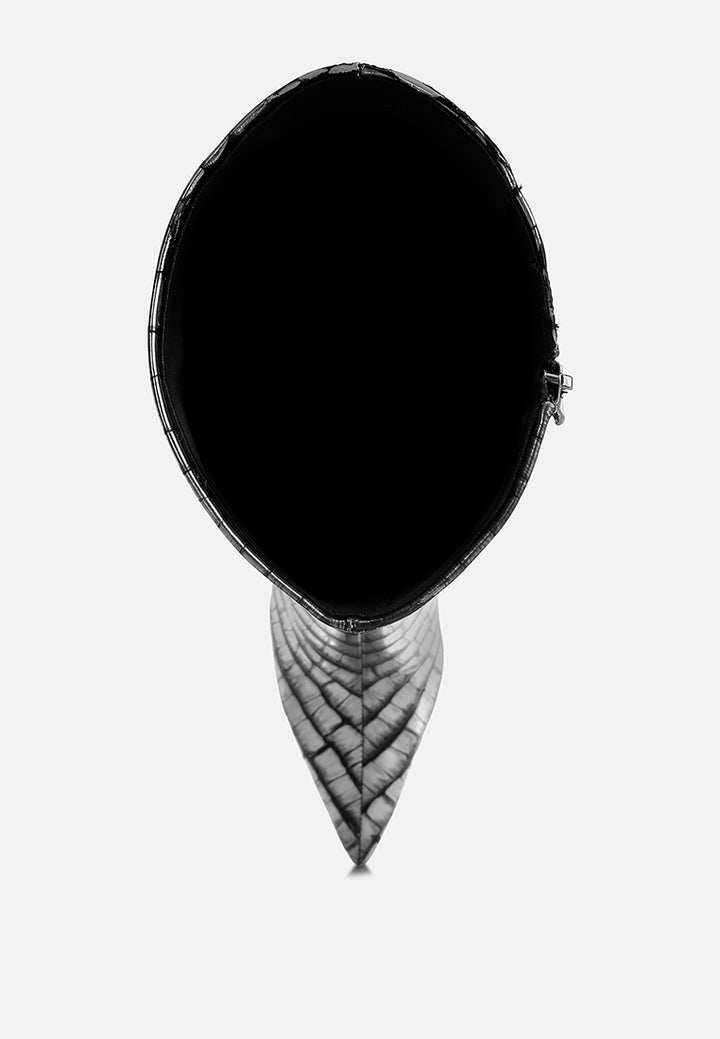 croco metallic long boots#colour_black