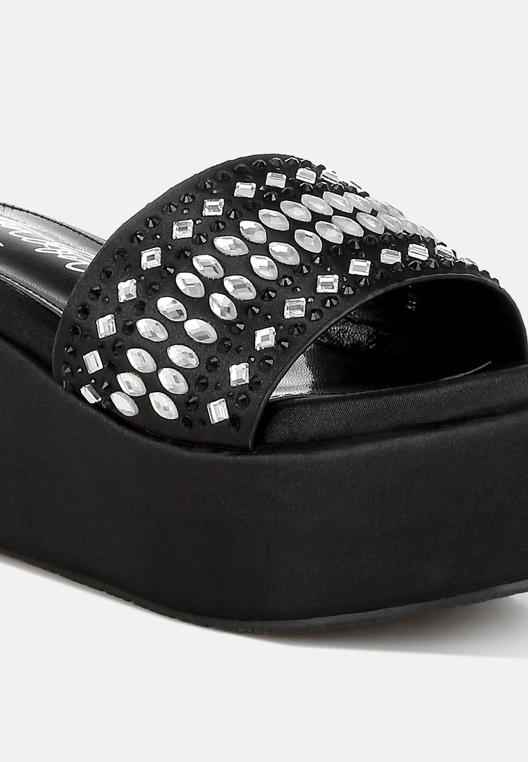 diamante & rhinestone detail stylish flatforms#color_black