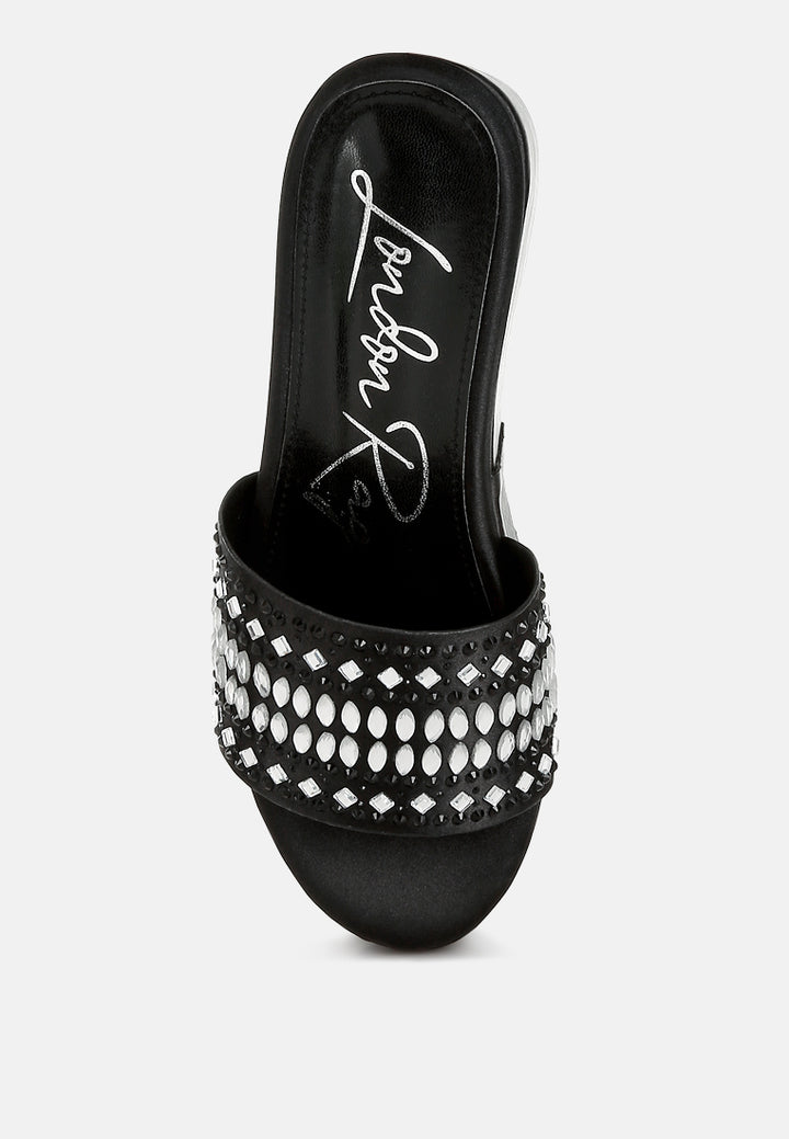 diamante & rhinestone detail stylish flatforms#color_black
