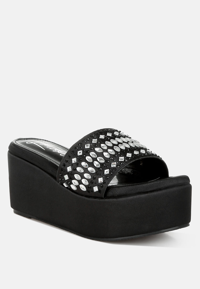 diamante & rhinestone detail stylish flatforms#colour_black
