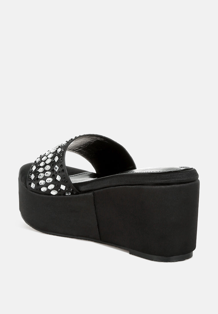 diamante & rhinestone detail stylish flatforms#color_black
