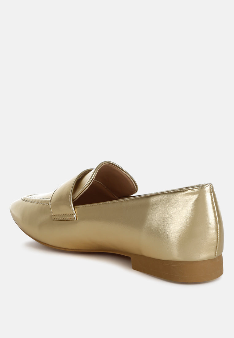 women flat heel loafers#color_gold