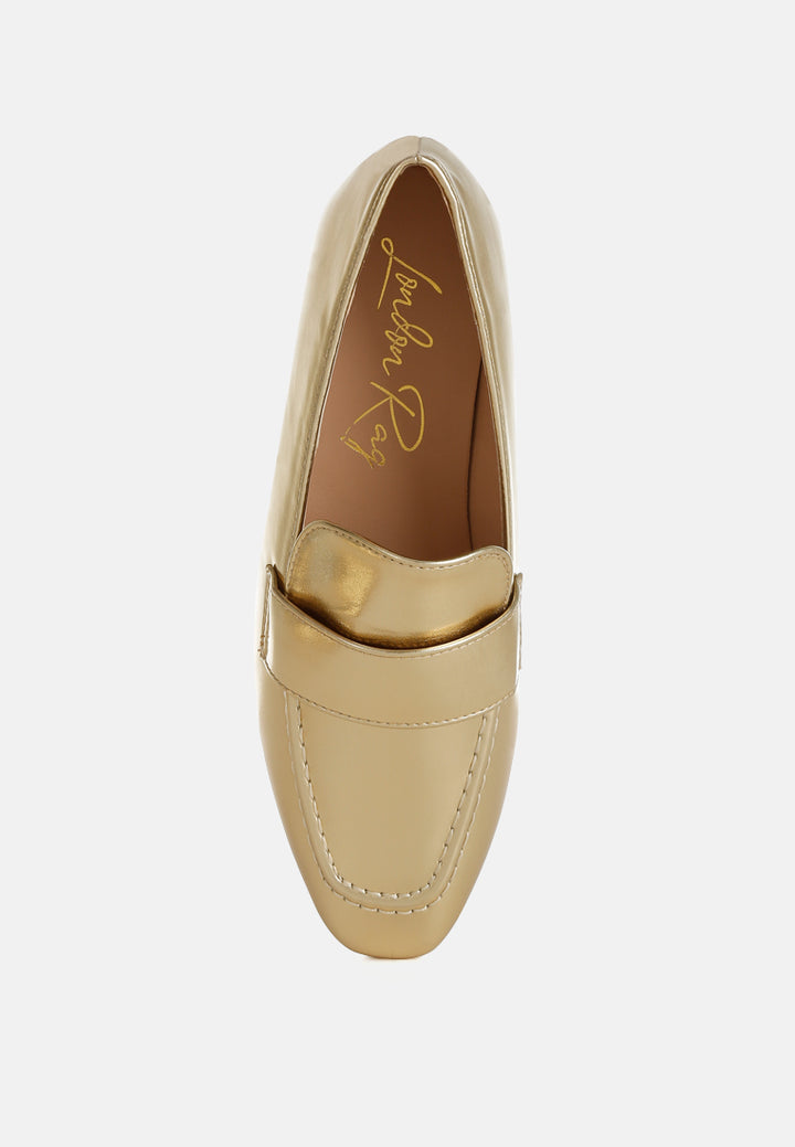 women flat heel loafers#color_gold