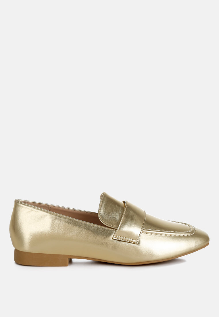 women flat heel loafers#color_gold