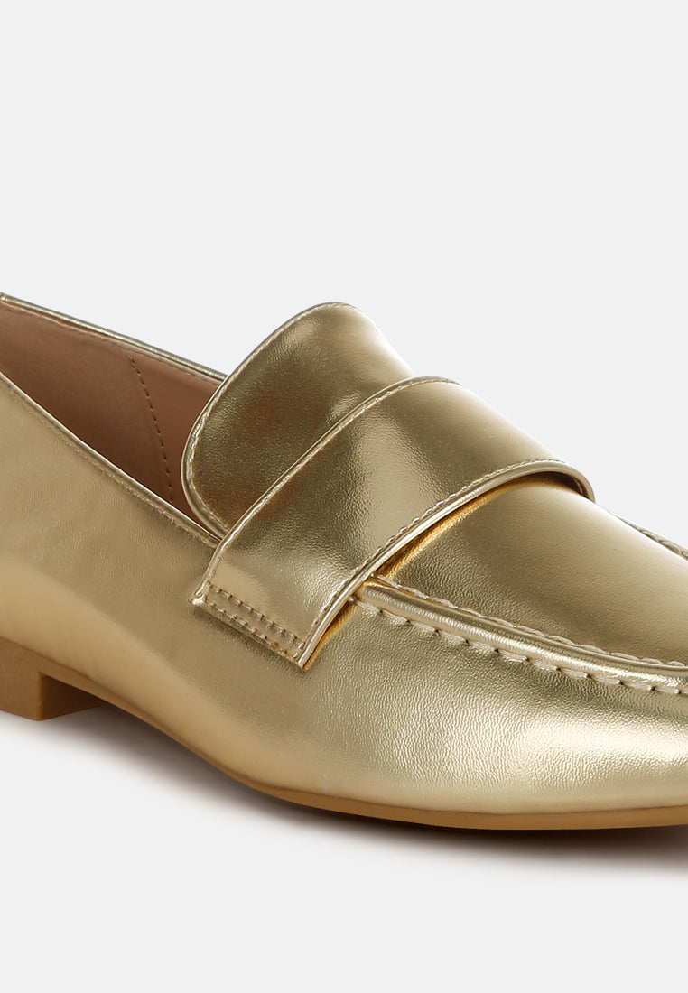 women flat heel loafers#color_gold