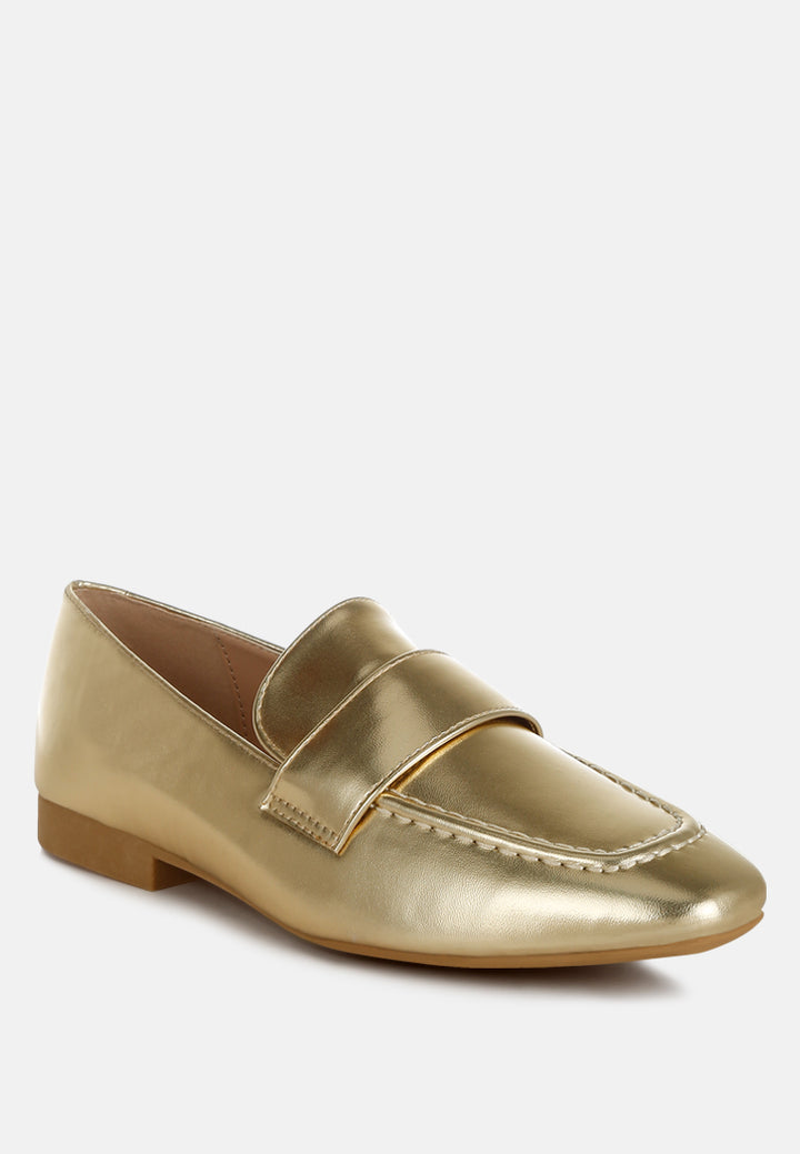 women flat heel loafers#color_gold